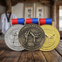 Nouvelles médailles de Taekwondo avec logo et lettres en relief, médailles personnalisables en or, argent, laiton plaqué, alliage de zinc, design de médaille de Taekwondo