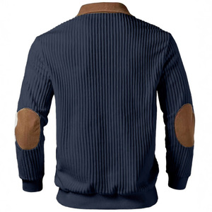 Pull tricoté pour homme avec col, patchwork, fermeture éclair sur le devant, décontracté, pour l'automne et l'hiver, modèle combiné, manches longues, design côtelé - Product Image 5