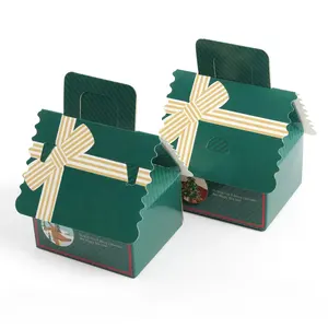 Pronto all'ingrosso Green Tree House Shape Christmas Treat Box decorazioni per feste di compleanno di nozze Candy Cake confezione regalo