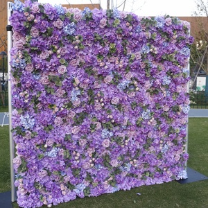 花嫁になるパーティーデコレーションシンプルな8x8紫色の花の壁の背景360写真ブースの背景イベントのロールアップスタイル - Product Image 1