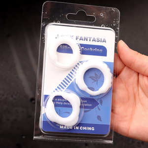 Serrated Cock Ring Set Milky White Transparent <b>TPE</b> Delay Sex Time For Adult Use - Product Image 2