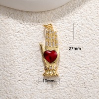 P103 Подвеска-шарм в форме сердца из латуни с позолотой 18K, красной эмалью и дизайном «Священное сердце» для создания ювелирных изделий
