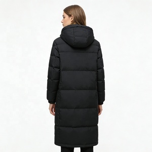 Veste d'hiver Boying pour <span class=keywords><strong>femme</strong></span>, <span class=keywords><strong>longue</strong></span>, au-dessus du genou, épaisse, ample, en nylon, écologique, coupe-vent, avec capuche amovible, style couple - Product Image 3