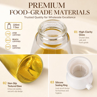 Bouteille à condiments en verre créative de 220 ml (7,5 oz) pour la cuisine et la maison, idéale pour l'huile, le sel, la sauce, le vinaigre