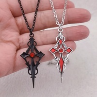 Colliers de style punk rock noirs à croix pointue pour femmes et hommes, pendentif croix dague gothique, bijoux
