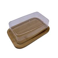 Plateau à beurre en bambou avec couvercle pour comptoir et étagère de porte de réfrigérateur