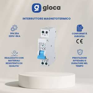 Disjoncteur miniature Gloca JX30-32 1P+N 25A 240V 6kA Montage sur rail DIN pour les foyers - Product Image 2