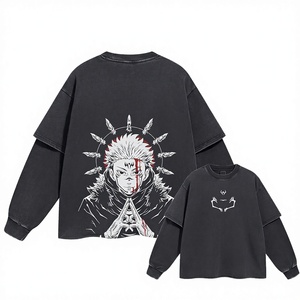 T-shirts personnalisés en gros pour hommes à double manche, en jersey uni, longs - Product Image 2