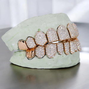 Custom 10 ON 10 VVS Moissanite <b>Diamond</b> Grillz Hip Hop <b>Teeth</b> Caps Iced Out Gold <b>Silver</b> Plated Luxury Grillz Jewelry for Men Women - Product Image 5
