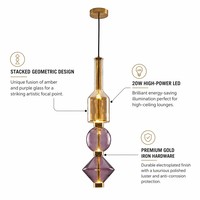 Lampes suspendues LED en verre violet modernes, hauteur réglable, lustres décoratifs pour hôtel et maison, salon, salle à manger