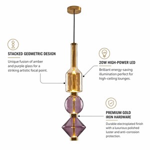 Lampade <span class=keywords><strong>a</strong></span> <span class=keywords><strong>Sospensione</strong></span> LED Moderne in Vetro Viola, Altezza Regolabile, <span class=keywords><strong>Lampadari</strong></span> Decorativi per Hotel e Casa, Sospensioni per Soggiorno e Sala da Pranzo - Product Image 2