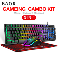 Clavier et souris de jeu filaires RGB rétroéclairés 3-en-1 avec 104 touches Interface USB pour PC/ordinateur portable