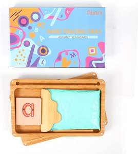 Plateau à <span class=keywords><strong>sable</strong></span> en bois Montessori avec <span class=keywords><strong>couvercle</strong></span> en bambou pour apprendre à écrire des lettres et des chiffres - Product Image 5