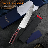 Couteau de chef japonais à motif Damas de 8 pouces avec boîte cadeau, étiquette privée personnalisée, accessoires de cuisine professionnels