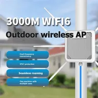 Point d'accès extérieur d'entreprise WIFI6 bi-bande longue portée 1KM sans fil 3000M, répéteur WIFI Wave2 4x4 MU-MIMO IP67