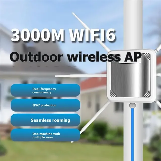 3000M Wireless 1KM Long Range Distance WIFI6 Dual-Band AP WIFI Repeater Wave2 4x4 Mu-mimo IP67 Outdoor Enterprise Access Point