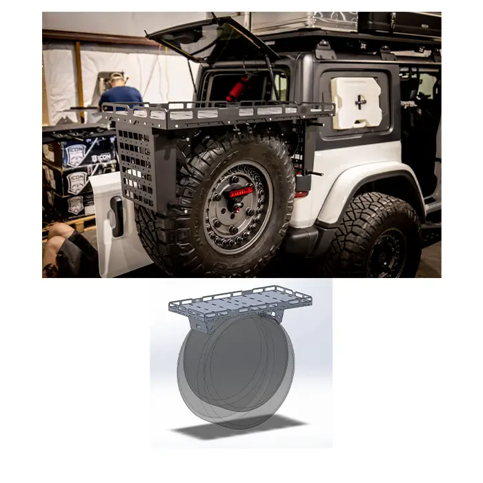 Spedking Offroad 4x4 Auto Accessoires En Acier Arrière Pneu De Secours Utilitaire Panier Général Pour Jeep WRANGLER JL JK