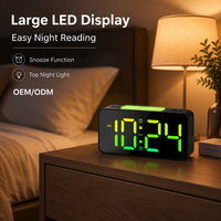 Alarm meja Digital LED multifungsi, Jam Alarm Digital dengan warna RGB, tampilan waktu Snooze LED RGB