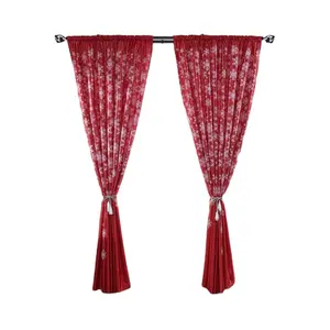 ผ้าม่านขายประตูธรรมดา Suppliers-2021ขายร้อนพิมพ์ดอกไม้ผ้าม่านที่มีคุณภาพสูงธรรมดาม่านหน้าต่างสีผ้าม่านสีแดงผ้าสำหรับห้องนั่งเล่น