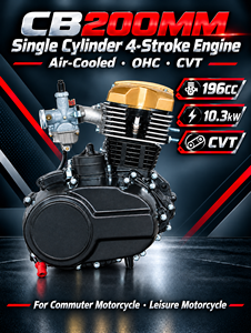 <span class=keywords><strong>CB</strong></span> 200cc Einzylinder 4-Takt CVT Luftgekühlter Motorradmotor, Ersatzmotor - Product Image 1