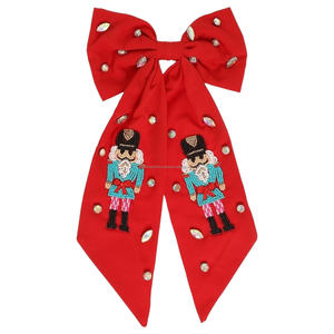 Latest Arrival Cute Christmas Theme Multicolor Customized <b>Hair</b> <b>Bows</b> Durable Metal <b>Hair</b> Accessories <b>for</b> Women Girls Made Fabric - Product Image 5