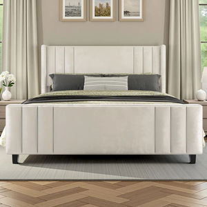 Cama con Plataforma Tapizada en Terciopelo Dwoo, Cabecera con Diseño de Canales Verticales, Diseño Moderno y Lujoso - Product Image 5