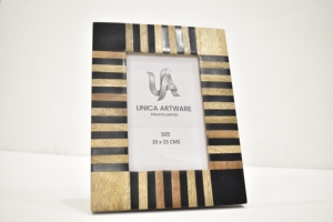 Cadre photo décoratif de luxe en bois massif rayé, fait main, écologique, pour la maison, le bureau ou la table. - Product Image 3