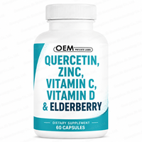 Capsules de Quercétine OEM avec Zinc, Vitamine D, Baies d'Agripaume, Curcuma, Poivre Noir, Ail, Gingembre, Mousse de Mer, Champignon Reishi – Complément Alimentaire