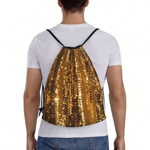 Gold Sequin Sparkle Drawstring Backpack <b>Draw</b> <b>String</b> <b>Bag</b> Waterproof Sports <b>Bag</b> Gym Cinch <b>Bags</b> for Women Men - Product Image 3
