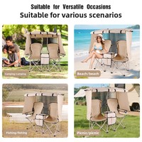 Chaise pliante double transfrontalière pour camping et loisirs en plein air, avec auvent intégré pour la pêche et la plage, en tissu Oxford