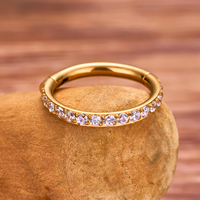 Perhiasan Tindik Tubuh ASTM F136 Titanium Hinged Zircon Cincin Hidung Cincin Septum Anting Daith Lelix