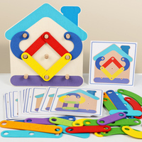 Juguete de Construcción de Letras de Madera Montessori, Juego de Tablero de Clavijas con Patrones Temáticos, Casa de Ranas, Coche, Forma de Manzana, Aprendizaje Temprano