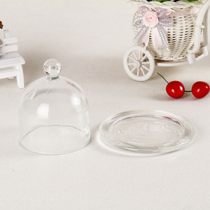 Clearly Small Size Creative Glass Cover <strong>Dessert</strong> Plate Pearl Rim Mini Cake Display Stand Dome Candle Jar Decorative <strong>Dessert</strong> <strong>Tray</strong> - Product Image 4