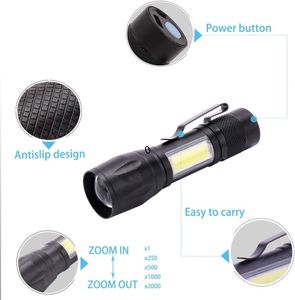 Lampe torche tactique mini COB LED étanche en alliage d'aluminium avec zoom, lumière du jour 6000K, lampe de travail de poche d'urgence, vente en gros - Product Image 4