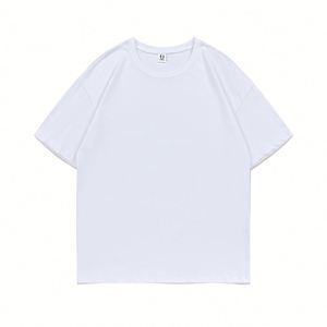 Design Custom logo Pure Cotton T-shirt High Quality Solid Color Big O Collar Casual Style LOGO Custom Design - Product Image 4