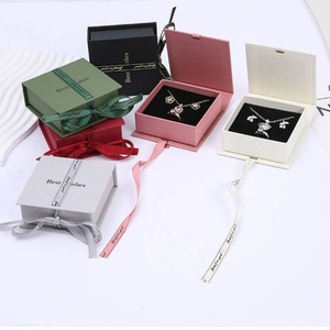 <b>Book</b>-Shaped Rigid <b>Boxes</b> with Ribbon Bow Ring Earrings Necklace Packaging Flip Jewelry Box and Gift Paperboard Carton - Product Image 4