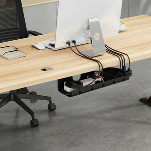 Paquete de 2 autoadhesivos para debajo del <span class=keywords><strong>escritorio</strong></span>, soporte <span class=keywords><strong>organizador</strong></span> de cables, bandeja, tabla de planchar, <span class=keywords><strong>escritorio</strong></span> de carga, para Bridas de marcador Clips, soporte de colección - Product Image 1