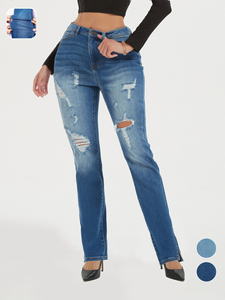 Pantalones Vaqueros Rotos para Mujer, Estilo Europeo, Ajustados, a la Moda, Sexys, Elegantes, Retro, con Logotipo Personalizable, Venta al Por Mayor, Nueva Llegada - Product Image 3
