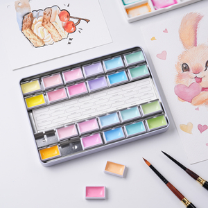 Peintures à l'<span class=keywords><strong>aquarelle</strong></span> semi-humides Macaron 24 couleurs Fontainebleau, godets détachables, peintures <span class=keywords><strong>pastel</strong></span> aquarelles - Product Image 2