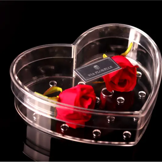 Factory Price Customized Heart Acrylic Flower Box