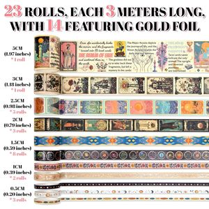 23 rouleaux de ruban washi décoratif vintage, largeurs assorties, pour journalisation, scrapbooking, bullet journal, fabrication de cartes et loisirs créatifs - Product Image 2