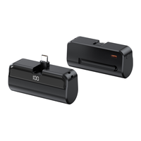 Mini Power Bank avec câble intégré, affichage LED, chargeur portable, noir