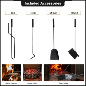 Kit de accesorios para <span class=keywords><strong>chimenea</strong></span> de interior y exterior de 5 piezas, póker, pinzas, Pala y cepillo, juegos de herramientas para <span class=keywords><strong>chimenea</strong></span> de hierro forjado - Product Image 3