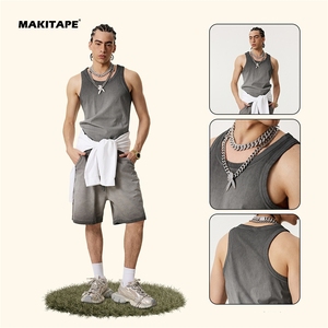 S2581 Chaleco sin mangas para hombre, estilo hip hop, transpirable, ecológico, para gimnasio, con efecto desgastado, estilo vintage, con lavado ácido - Product Image 3
