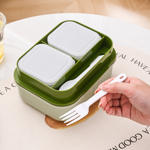 Bencircle B288 Modern Plastic Bento Lunch Box Double Layer Food <b>Container</b> with Locking Lid - Product Image 3