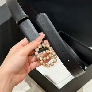 BT005 Cinturones de cuero de grano superior importados de lujo de diseñador con hebillas de perlas deslumbrantes Desbloquea elegancia sin pretensiones - Product Image 2
