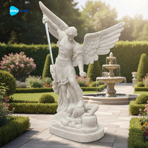 Estatua de Jardín del Arcángel Miguel, Escultura de Mármol, Decoración Exterior Personalizada, Tallada a Mano para Uso en Iglesias y Cementerios - Product Image 6