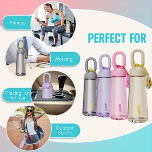 Bouteille d'eau portable en plastique avec fleur en silicone, grande capacité, gourde de sport avec poignée, gobelet anti-fuite pour écoliers et écolières - Product Image 4