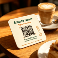 Tarjeta de menú NFC personalizada con chip N215 de 13.36 MHZ, cuadrada, para restaurante, con código QR.