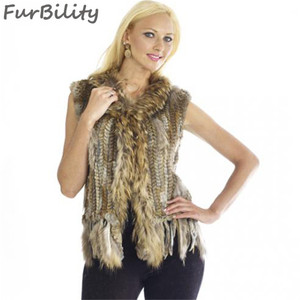 <span class=keywords><strong>Gilet</strong></span> in Pelliccia per Donna, Abbigliamento Invernale, <span class=keywords><strong>Gilet</strong></span> in Vera Pelliccia di Coniglio <span class=keywords><strong>con</strong></span> Collo in Pelliccia di Procione, <span class=keywords><strong>Gilet</strong></span> Lavorato a Maglia per Signore, Autunno/Inverno - Product Image 4